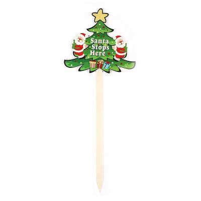 China Decoration Indoor and Outdoor Christmas Tree Write the Word 'Santa Stop Here' Yard Sign Stake Garden Decor for sale