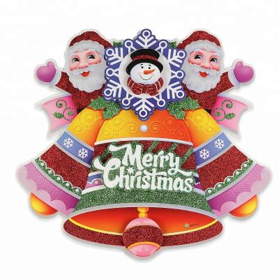 China Eco-Friendly Christmas Decoration Merry Christmas Bell Santa Claus Removable Window Wall Sticker for Xmas Home Decals for sale