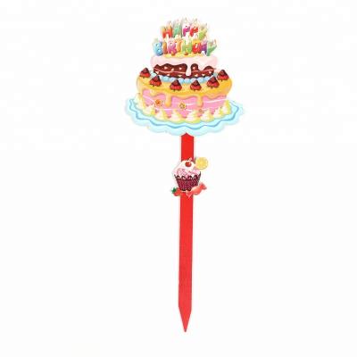 China Decoration Birthday Cake Candle Happy Birthday Holiday Decoration Yard Sign Stake for sale