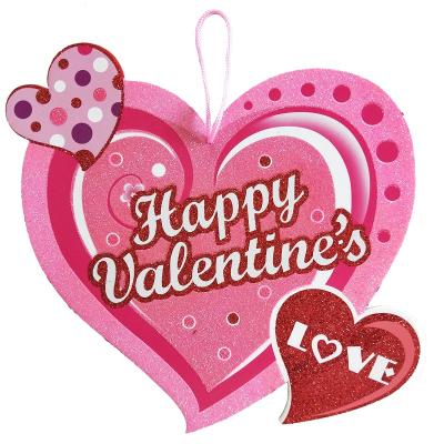 China 30x28CM KT Foam Board Foam Heart Shape Eco-friendly Custom Happy Valentines Day Hanging Decoration for sale