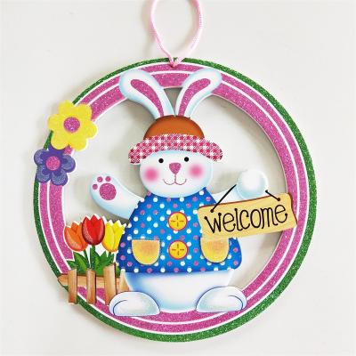 China Home Easter Opens Cartoon Rabbit Wall Door Small Ornaments Hanging Decoration Sign for sale