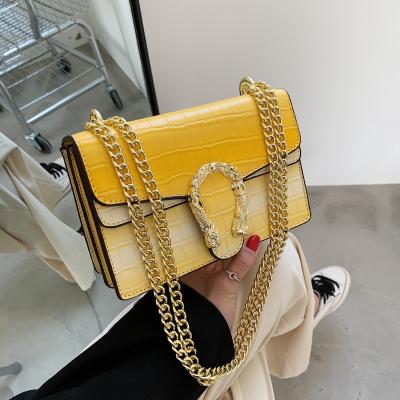 China 2022 New Fashion Crocodile Shoulder Messenger Single Chain Bag Korean Small Square Bags Motion Sensing Wholesale Women's Bags for sale