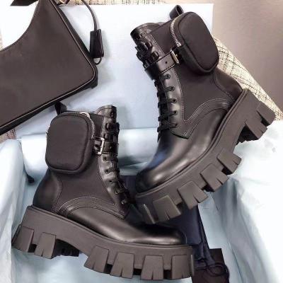 China Fashion new P 2022 trend home purse pocket ankle boots with increase wind leather British speed thick soled sole ankle boots for sale