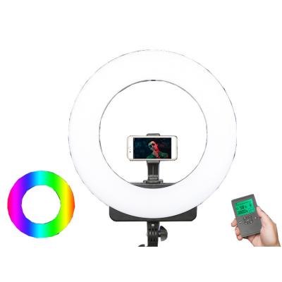 China Triopo Photo 18inch Circle Ring RGB Remote Control Dimmable Foldable Led Light With For Photography Studio Video White And Yellow Light for sale