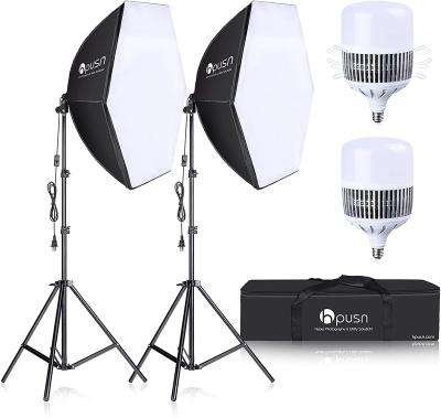 China Timing Control Photography Studio Lighting Kit Octagonal Softbox With Light Bulbs 5500K Support Photo Video Portrait for sale