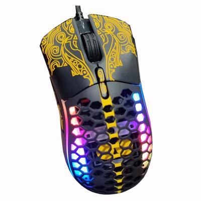 China AIWO Free Sample Gaming Computer Mouse Optical Computer Mouse RGB USB Wired PC Honeycomb Mause Lightweight Adjustable DPI Gaming for sale