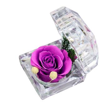 China Hot Selling Preserved Fresh Flower Valentine's Day Gift Preserved Fresh Rose Flower Gift Ring Box for sale