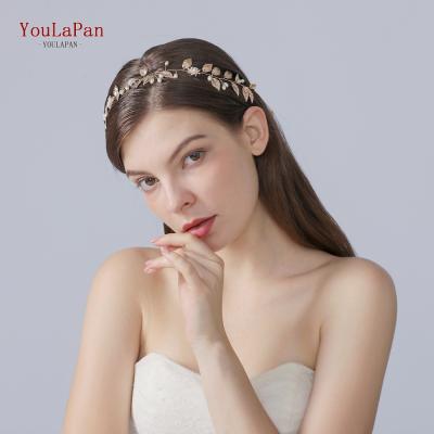 China Party Yolapan HP110 Latest Design Of Alloy Leaf Hair Accessories, Noble Girl Hair Band Banquet Gold Headdress for sale