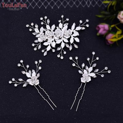 China YouLaPan HP343 Exquisite Party Hairpin Set, Ladies' Daily Rhinestone Alloy Flower Hairpin, Party Headdress for sale