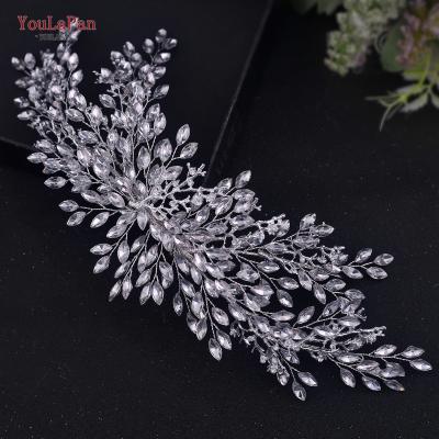 China YouLaPan Fashionable Wholesale Shiny Headband Tiara Set Bridal Accessories Hairpin Silver Rhinestone Wedding Party HP365 full for sale