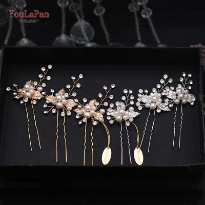 China Fashion YouLaPan HP133 Alloy Pearl Foil Rhinestone Hair Comb Wedding Hair Accessories Bride Bridesmaid Hairpins Set for sale