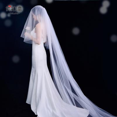 China YouLaPan V27 Vintage Classic Design Cut Edge Bridal Newly Veil Three Layer Veil For Wedding Dress Accessories for sale