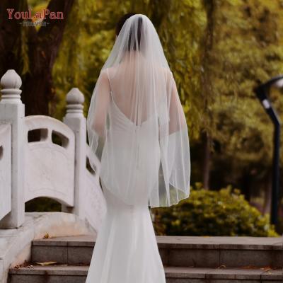 China 2021 YouLaPan V71-S Short Wedding Veil Cut Edge Wedding Veil Accessories Elegant Handmade Rhinestone Sequins for sale