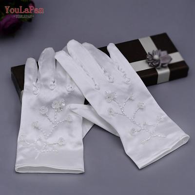 China Wrist Length YouLaPan VM09 Handmade Simple Beaded Flower Wedding Gloves For Elegant And Sweet Girl for sale