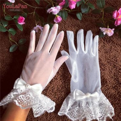 China Wrist Length YouLaPan VM07 Lace Up Bow Wedding Sexy Elegant Gloves Girl Pageant Party Gloves for sale