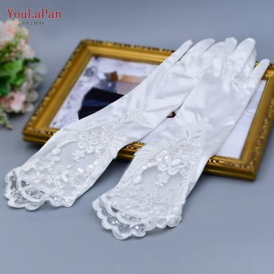 China YouLaPan VM06 Long Full Lace Flower Korean Bride Wedding Gloves Elegant Wedding Accessories for sale