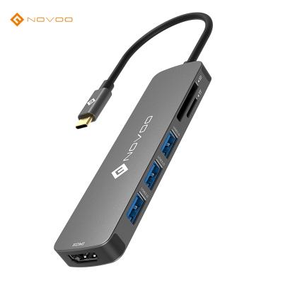 China NOVOO Type C Hub Docking Station Type CM 6port Aux USB3.0*3+SD+TF Reader USB Hub Compitable NVHUBGY06PDNS for sale