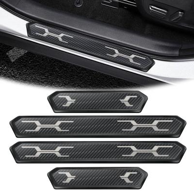 China Stainless Steel Carbon Fiber Car Door Scuff Sill Cover Panel Step Protector For Toyota RAV4 2019-2021 for sale