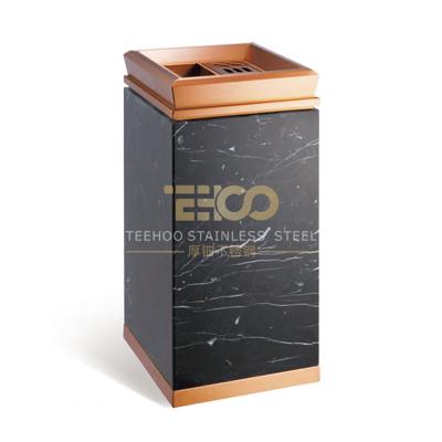 China Sustainable Hot Selling Luxurious Trash Can For Hotel Stainless And Marble Trash Can Stone for sale