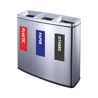 China Sustainable High Quality Public Recycling Waste Bin Outdoor Classified Waste Bins Three Compartments for sale