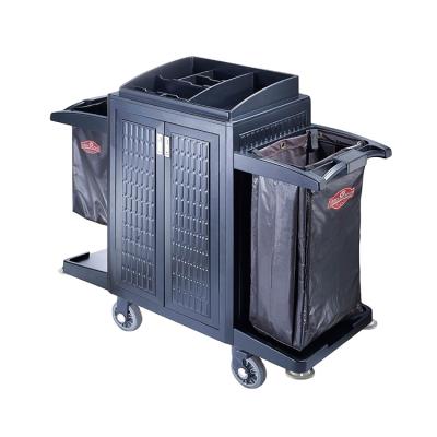 China Sustainable Plastic Hotel Carts Household Trolley Utility Cart Cleaning Cart With Tool Storage for sale