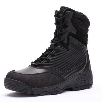 China 1.6-1.8mm full grain leather with high quality genuine black tactical army shoes full grain kevial ​​and flo leather high rise boots for sale