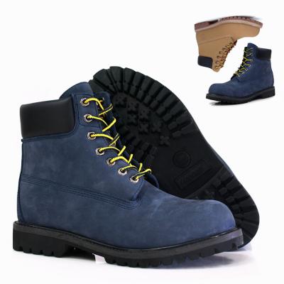 China Navy steel classic nubuck toe genuine leather safety shoes for men trecking for sale