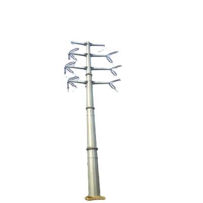 China Hot selling power transmission single pole power transmission tower is 10kv high voltage electric pole for sale