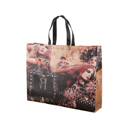 China Ultrasonic Reusable Custom Printing Sew Non Woven Grocery Tote Bags Porcelain Shopping Non Woven Bag for sale