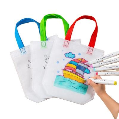 China Cheap Waterproof Shopping Bag DIY Coloring Recycle Nonwoven Bag For Kids Non Woven Tote Bag for sale