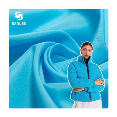 China 50d 300T Women Stretch Polyester Pongee Waterproof Microbial Recycled Elastic Woven Fabric 100% Outdoor Fabric For Coach Jacket for sale