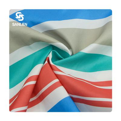 China 75D Peach Skin Beach Polyester Custom Digital Printing Waterproof Unbrushed Colorful Stripe Woven Printed 100% Outdoor Fabric For Jacket for sale