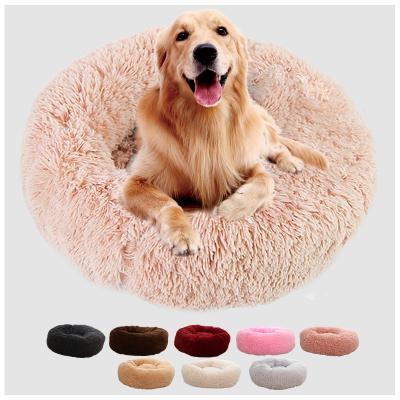 China Ultra Soft Breathable Washable Plush Round Washable Cushion Cat Bed Pet Beds Washable Faux Fur Luxury Dog Bed for sale