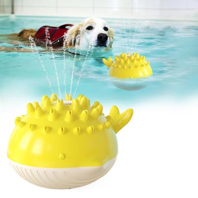 China Durable Water Spray Dog Chew Ball Soft Toy Cleaning Dog Chew Toy Summer Rubber Dog Toy for sale