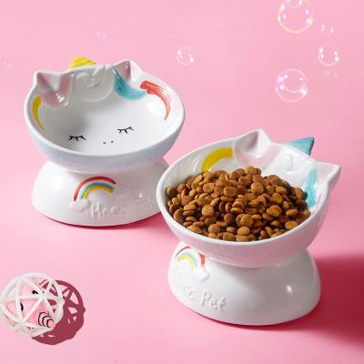 China 150ml Monster Small Feet Ceramic Pet Bowl Feeders Sustainable Cute Non-slip Unicorn Series Pet Feeding Bowl Feet for sale