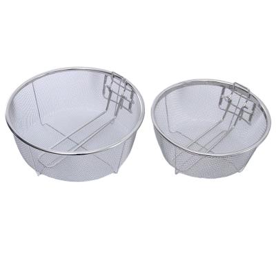 China Sustainable Fry Basket Folable Manufacturing Plant Stainless Steel Mesh Deep Fryer Basket for sale