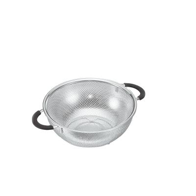 China Sustainable Leaking Stainless Steel Two-Handle Draining Vegetable Dishwashing Basket Colander for sale