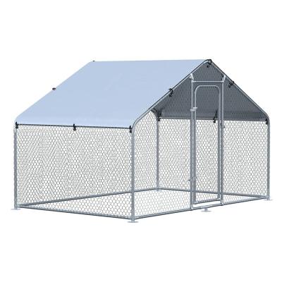 China Litgrow Large Breathable Metal Chicken Cage, Poultry Walk-In Cage Galvanized Hen Playpen House With Cover And Lockable Door For Outdoor for sale