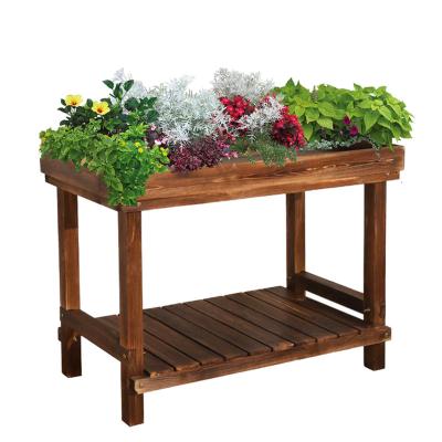 China Litgrow Pine Wood Garden Plastic Solid Work Bench With Storage Shelf for sale