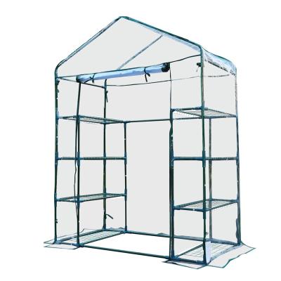 China Easily Assembled Litgrow Walk In Clear Greenhouse Garden PVC Frame Shelves Reinforced Plant Grow for sale