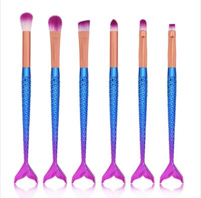 China 2020 New 6 Pcs Mermaid Factory Beauty Care Cosmetics Makeup Brush Diamond Gradient Shine Color For Lady Fish Beauty Makeup Brush for sale