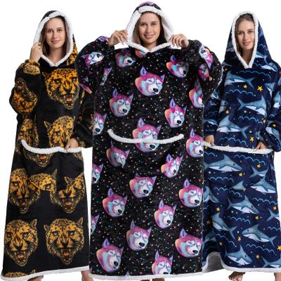 China Soft Winter Velvet Cartoon Animal Onesie Pajamas Home TV Sleepwear Dogs Thermal Oversized Warm Lazy Cats Pajamas for sale