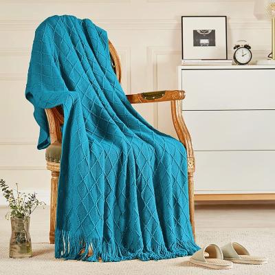 China YouYe Wholesale Non-Toxic 2022 Winter Super Soft Textured Throw Solid Decorative Blankets Lightweight Warm Knitted Blanket For Bed Sofa for sale