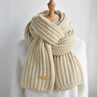 China Keep Warm Winter Custom Wool Knitted Scarf Solid Color Plain Fabric Knit Warm Soft Scarf For Women Men for sale