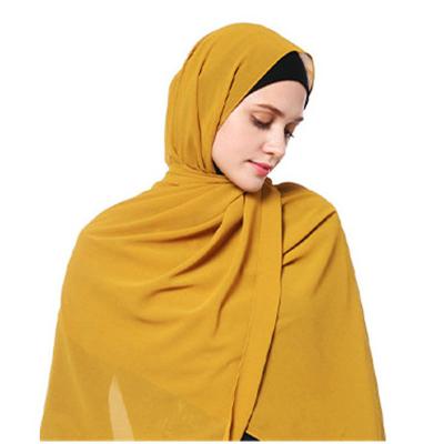 China Wholesale Plain Soft Chiffon Georgette Scarf Thick Bubble Heavy Youye Feeling Muslim Hijab Hijab Scarf Long for sale