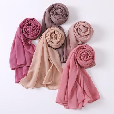 China Muslim Hijabs Scarf Solid Color Plain Chiffon Fashion Hijab Hat Elegant Women Muslim Soft Hijabs Scarves Supplier for sale