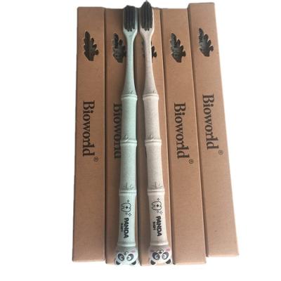 China Cartoon Super Soft Biodegradable Panda Fiber Bamboo Charcoal Fine Bamboo Toothbrush Home Wholesale Adult for sale