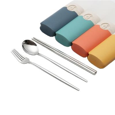 China BPA Free 2021 New Arrival Wheat Straw Case With 304 Stainless Steel Fork Knife Chopstick Custom Logo Brand Available for sale