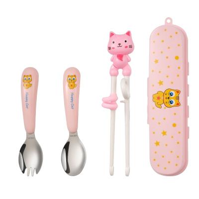 China Eco-friendly cartoon design eco-friendly design minee tableware set kid spoon fork knife spoon fork logo design packing material available for sale