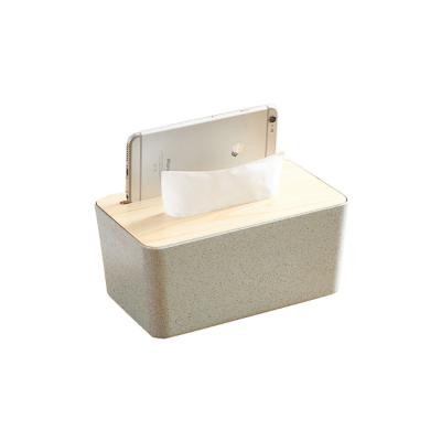 China Multifunctional Home Decor Living Room Mobile Phone Bracket Solid Wood Tissue Box for sale